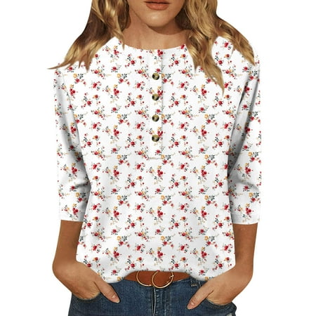Spring Shirts for Women Tops Casual Elbow Women's Tops 3/4 Sleeve Spring Womens Blouses My Reorder List
