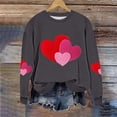 thumbnail image 4 of Craaazy Valentine Shirts for Women Round Neck Love Heart Graphic Loose Long Sleeved Top Gifts, 4 of 5