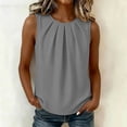 thumbnail image 2 of Women's Pleated Crew Neck Sleeveless Tank Top, Casual Loose Chiffon Tunic Top, Breathable Office Work Daily Blouse for Women S-2XL, 2 of 6