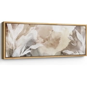 IDEA4WALL Extra Large Framed Canvas Print Wall Art Whispers of Nature An Abstract Watercolor Artwork Wilderness Antique Retro Fine Art Decorative Relax/Calm for Home Decoration - 60x20