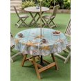 thumbnail image 4 of Outdoor Tablecloth with Umbrella Hole for Patio/Picnic/Party/Camping, Teal Starfish Coastal Waterproof Table Cloth Round Cover Washable, Summer Beach Shell Wooden (Dia 54"), 4 of 8