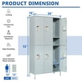 thumbnail image 3 of Metal Locker 6 Doors Employees Locker Storage Cabinet Locker School Hospital Gym Locker Requires Assembly (Gray-6 Doors), 3 of 8