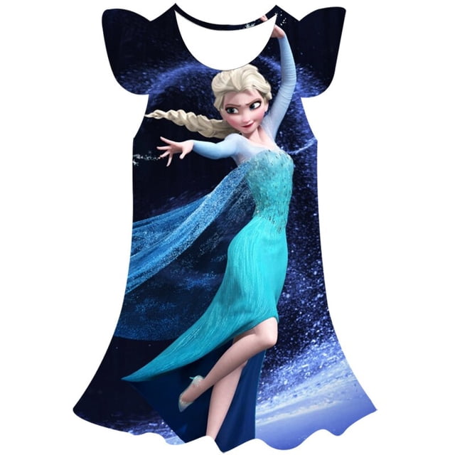 Disney Frozen Elsa princesa vestido de dibujos animados 3D estampado niñas vestido verano Frozen Elsa vestido Frozen sin mangas fiesta princesa vestidos 6M Gao Jinjia LED
