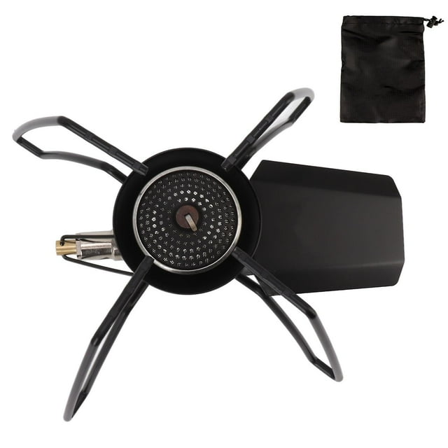 Portable Camping Stove, Wind Resistant Burner For Hassle-Free Outdoor Adventures, Compact Black Design With Strong Firepower For Quick Boiling, Comes