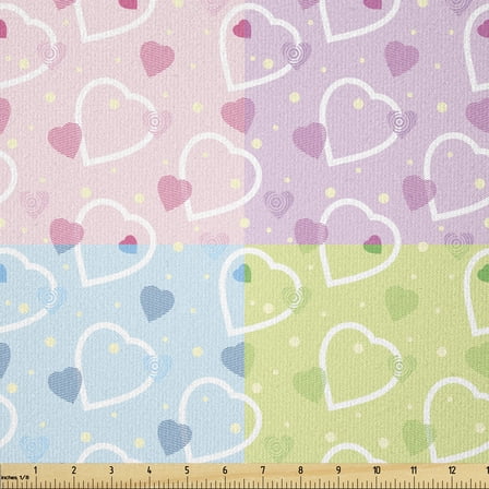 Valentine Fabric by The Yard, Big Little Heart Motifs on Colorful Background with Dots Romance Love Theme, Stretch Knit Fabric for Clothing Sewing and Arts Crafts, 1 Yard, Soft Pink, by Ambesonne