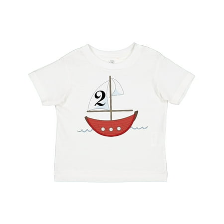 

Inktastic Second Birthday-Two Years Old Red Boat Gift Toddler Boy or Toddler Girl T-Shirt