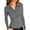 Gray#004, variant on STICHOU Women's Long Sleeve Polo Shirts Slim Fitted Solid Color Deep V Neck Tops Button Down Work Collared Tee Comfy Fall Outfits Army Green L