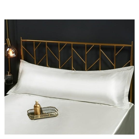 Silk Pillowcase,Funda Almohada Saten Funda de Almohada Larga Blanca de la Cubierta sólida Caja de la Almohadilla del satén de Seda Tela