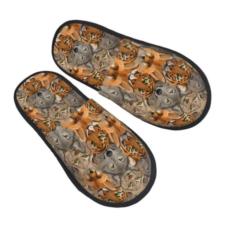 

House Slippers for Women Men - Fox tiger Pattern Soft House Shoes Fuzzy Slippers Lightweight Slip-On Cozy House Slippers for Woman Indoor Outdoor
