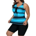 thumbnail image 6 of Chama Women's Plus Size Racerback Tankini Swimsuits with Swim Capris 2 Piece Color Block Athletic Bathing Suits, 6 of 8