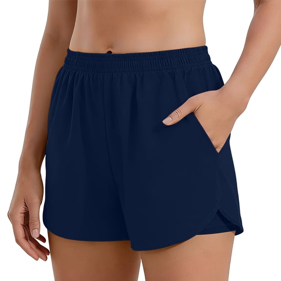 Dgankt Womens Shorts Women's 2-in-1 Quick Dry Running Shorts with Liner Elastic Waist Gym Workout Shorts S-3XL