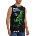 thumbnail image 2 of Gaeub Space Dino Cartoon Black Men's Sleeveless Muscle Shirts Workout Tank Tops, Odor Protection and Comfortable - 3X-Large, 2 of 8