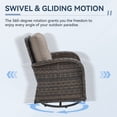 thumbnail image 4 of Giantfurnni 3PCS Patio Wicker Furniture Set Outdoor Rattan Swivel Rocking Chairs with Side Table Outdoor Glider Rocker Bistro Set with Cushions, 4 of 10