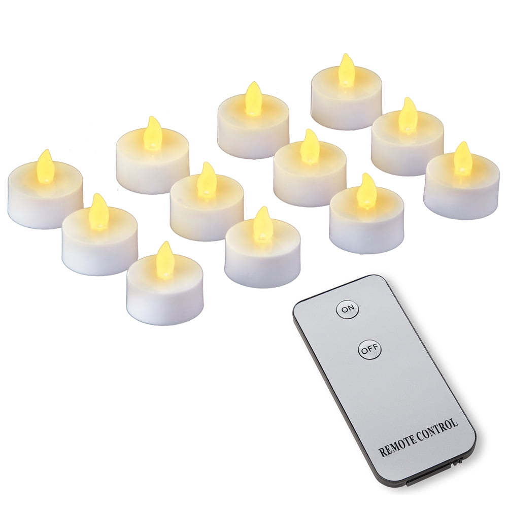 Led Tealight Candles With Remote Set Of 12