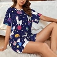 thumbnail image 5 of Vsdgher Lama in Space Pattern Womens Pajamas 2 Piece Short Sleeve Sleepwear Set,Summer Soft Pajamas Set Casual Lounge Sets, 2-Piece Pj -4X-Large, 5 of 8