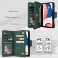 thumbnail image 2 of Allytech iPhone 15 Pro Wallet Case with Zipper Pocket, Luxury PU Leather Flip Cover with Card Slots & Wrist Strap, Shockproof Kickstand Magnetic Buckle Protective Case for Women Men, Green, 2 of 9