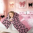 thumbnail image 5 of Homewish Pink Bowknot Twin Bedding for Princess Girls, Glitter Cheetah Print Bedding Comforter Set, Pink Reversible, 7 Pieces, 5 of 7