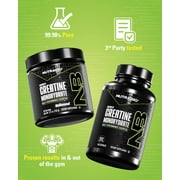 NutraBio Micronized Creatine Monohydrate Capsules, Creatine Supplements Supports Muscle Energy, Strength, and Growth- 150 Capsules