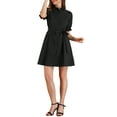 thumbnail image 1 of Vestido de camisa de botón de color sólido de manga corta casual para mujer INSPIRE CHIC XS Negro, 1 of 6