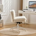 thumbnail image 5 of CQSXDA W26.4 Inch Wider Seat Office Chair With Artificial Rabbit Hair Upholstery Swivel Metal Base Adjusts, Cream, 5 of 16