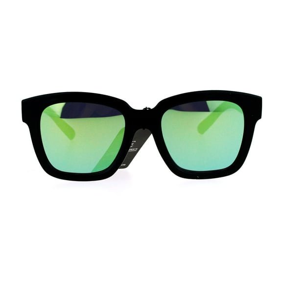 SA106 Flat Color Mirror Lens Horn Rim Hipster Sunglasses Yellow