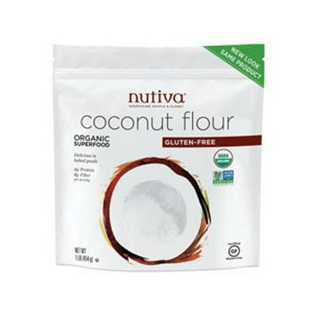 Nutiva USDA Certified Organic, non-GMO, Gluten-free, Unrefined Coconut Flour, 16-ounce (Pack of