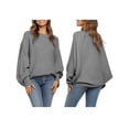 thumbnail image 2 of Suéter Holgado de Cuello Redondo y Larga con Mangas Abullonadas y Mangas Murciélago para Mujer Gris L, 2 of 6