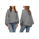 thumbnail image 2 of Suéter Holgado de Cuello Redondo y Larga con Mangas Abullonadas y Mangas Murciélago para Mujer Gris L, 2 of 6