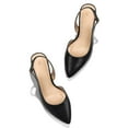 thumbnail image 3 of Pennysue Women's Slingback Heels Black Pu Pointed Toe Dress Pumps 7.5M, 3 of 6