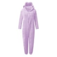thumbnail image 4 of UQJfacai Girls Fleece Onesie Jumpsuit with Eye Mask Kids Warm Sherpa Romper One Piece Zipper Hooded Cute Loungewear 5-15 Years, 4 of 7
