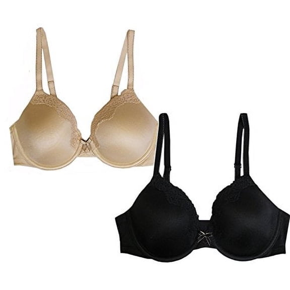 Maidenform Women's Comfort Bra (2 PACK) with Lace Trim (38D)
