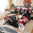 thumbnail image 4 of Manfei Graffiti Samurai Bedding Comforter Set for Boys Men, Red Wave King Bedding Sets, Black Red White, Black Reversible7 Pieces, 4 of 6