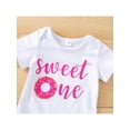 thumbnail image 4 of wsevypo Toddler Baby Girl Birthday Outfit Sweet One Romper Shirt Doughnut Shorts 3PCS Summer Clothes, 4 of 8