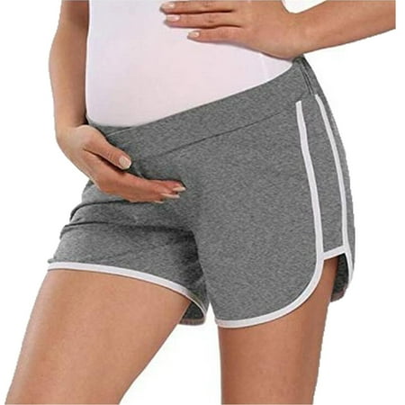 

Women s Maternity Yoga Shorts Over The Belly Summer Workout Running Active Short Pants High Waisted Biker Shorts with Pockets