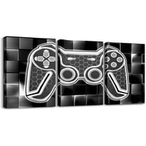 Hieng Gamer Canvas Wall Art for Living Room Red and Black Picture Wall Decor Gaming Ombre Office Wall Decorations Artwork Posters Geometry Square Wall Painting（Only canvas）