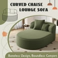thumbnail image 4 of Harper & Bright Designs Foam Chaise Indoor Lounge, Corduroy Boneless Curved Lounge Couch, Compressed Floor Single Sofa Chair with Two Supportive Pillows for Living Room , Green, 4 of 19