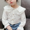 thumbnail image 2 of Autumn Girl Sweet Style Lapel Blouse With Flared Sleeves top, 2 of 3