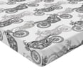 thumbnail image 2 of Ambesonne Motorcycle Fitted Sheet, Details in Grayscale, Full Size, Grey White Black, 2 of 3