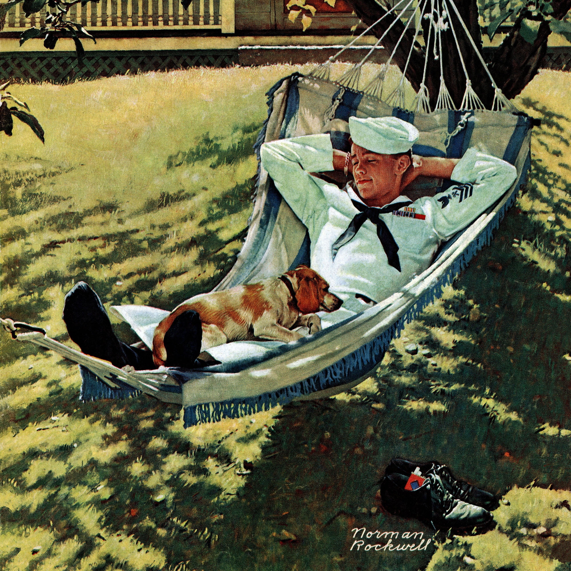 "On Leave" by Norman Rockwell Painting Print on Canvas