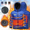 thumbnail image 1 of 2025 4-15Y Kids Teens Unisex Heated Jacket K Usb Intelligent Constant Temperature Heated Windproof Plus Size Coat For Children Winter 3 Heated Jacket Coat Blue, 1 of 6