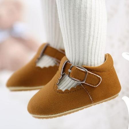 Hinvhai Baby Boys Girls Lace Up Leather Sneakers Clearance Soft Rubber Sole Infant Moccasins Newborn Oxford Loafers Anti-Slip Toddler Classic Casual Shoes Brown 4 M(11)