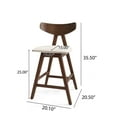 thumbnail image 3 of Noble House Marten Indoor Fabric Upholstered Wood Counter Stools, Set of 2, Light Beige, 3 of 8