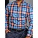 thumbnail image 5 of Camisa Hombre Casual Cuadros Azul, Naranja, Marino Platino, 5 of 6