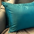 thumbnail image 5 of The HomeCentric Decorative Lumbar Pillow Cover Turquoise Pack Of 2, 12"x14" (30x35 cm) Satin Solid Oblong Pillow Cover, Modern Cushion Cover Style - Turquoise Slub Satin, 5 of 14
