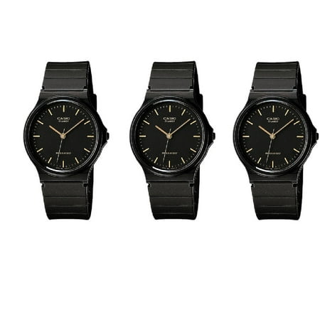 MQ24-1E Men's Casual Black Resin Strap Analog Watch (Special Package Deal 3