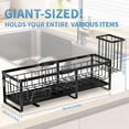 thumbnail image 2 of Extra Large Extendable Sponge Holder for Kitchen Sink, Rustproof Sink Caddy Organizer with High Brush Holder, Dish Soap Dispenser Organizers and Storage (Black), 2 of 6