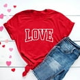 thumbnail image 5 of Zylanna Women's T-Shirts Blouse, Round Neck Short Sleeve Love Print Summer Fashion Tee Tops Red, 5 of 5