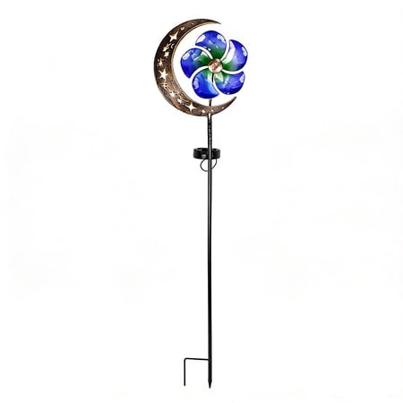 Solar Moon Windmill Stake Light Outdoor Iron Garden Light For Courtyard Garden Lawn Pathway Decor Decorative Solar Windmill Light For Patio Ambience