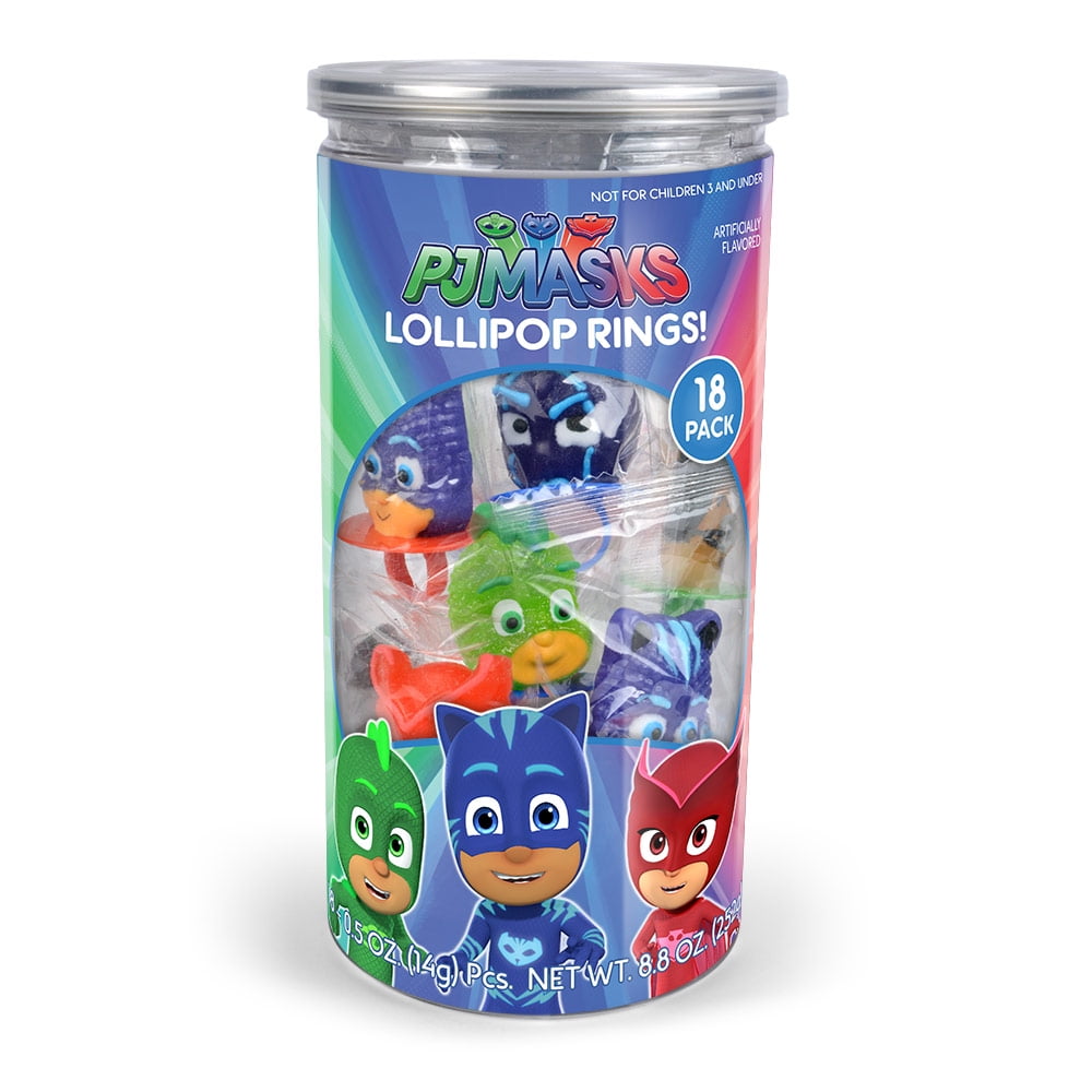 PJ Masks Character Shaped Hard Candy Lollipop Rings, Party Favor, 8.8 ...