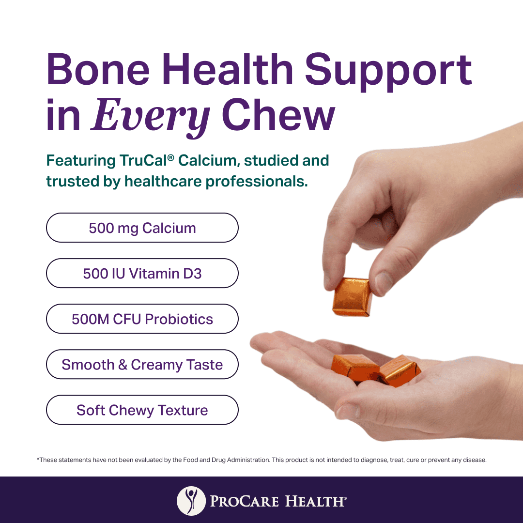 ProCare Health Calcium Soft Chew 500mg - Sea Salted Caramel Pack: 30 Count
